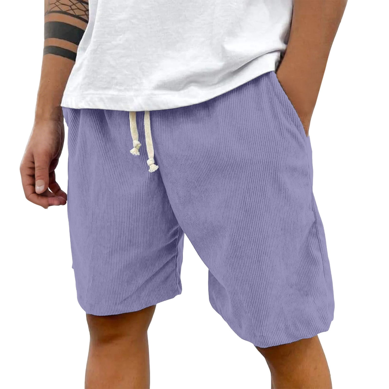 FUZHIQ Men's Gym Shorts 9 Inch Inseam Comfort Stretch Black Shorts