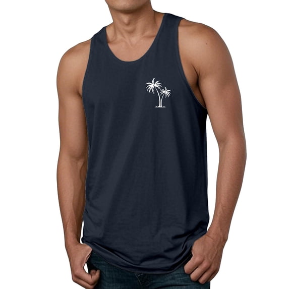 FUZHIQ Men's Mesh Workout Tank Tops Tropical Print Loose Fit O Neck Elastic Gym Athletic Running Tee Shirts,S