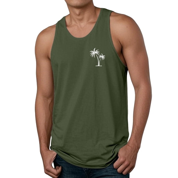 FUZHIQ Men's Mesh Workout Tank Tops Tropical Print Loose Fit O Neck Elastic Gym Athletic Running Tee Shirts,XXL