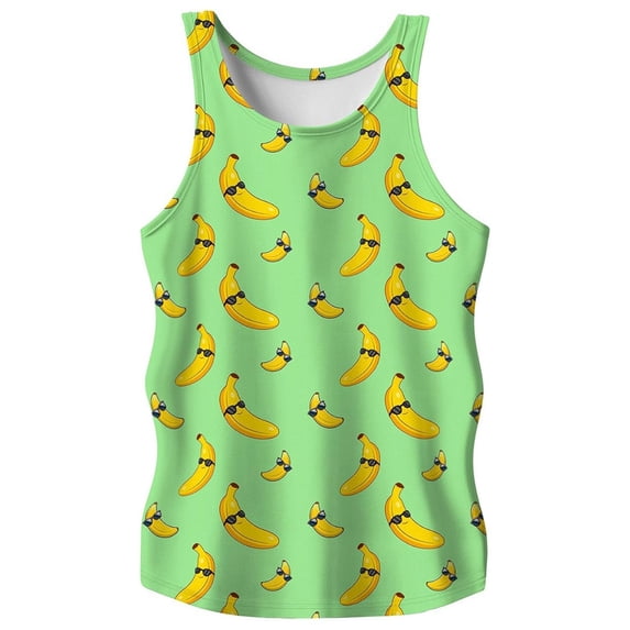 FUZHIQ Men's Performance Tank Tops Hawaiian Print Classic Basic O Neck Quick-Dry Shirts for Running Swim Gym Beach,M
