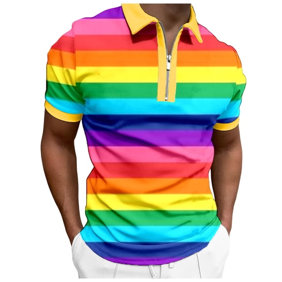 FUZHIQ Men's Polo Shirts Short Sleeve Color Block Striped Casual Golf Polo Breathable Lightweight Business Work Daily Wear Fashion Collared Shirt for Men,XXL