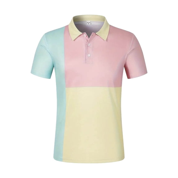 FUZHIQ Men's Polo Shirts Short Sleeve Color Block Striped Print Casual Slim Fit Golf Polo Breathable Lightweight Business Daily Wear Fashion Tops,XXL