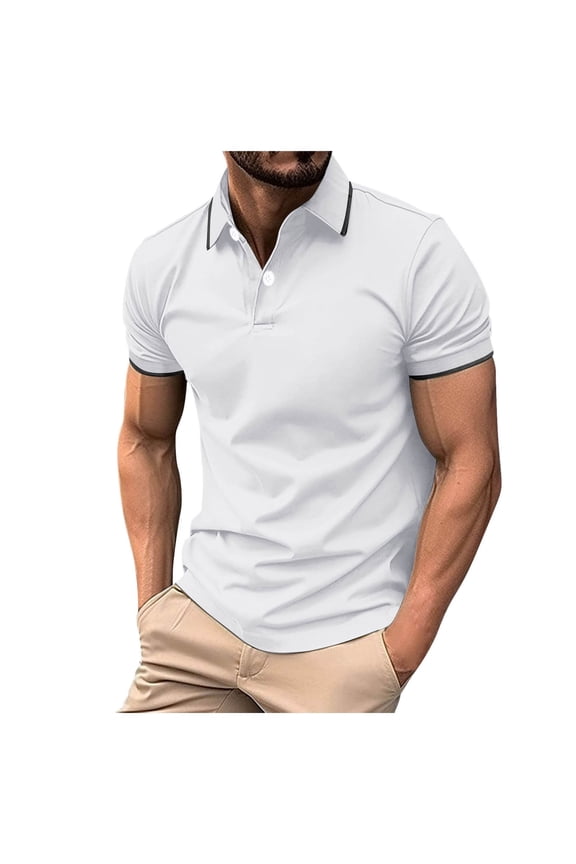 Men's Slim Fit Short Sleeve Polo Shirts Contrast White Trim Collar , Breathable Soft Lightweight Multi Colors for Summer Golf Business Daily Wear,XXL
