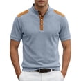 thumbnail image 1 of FUZHIQ Men's Stand Collar Short Sleeve Polo Shirts Slim Fit Contrast Shoulder Patch, Breathable Soft Multi Colors for Summer Business Casual Daily Wear,M, 1 of 5