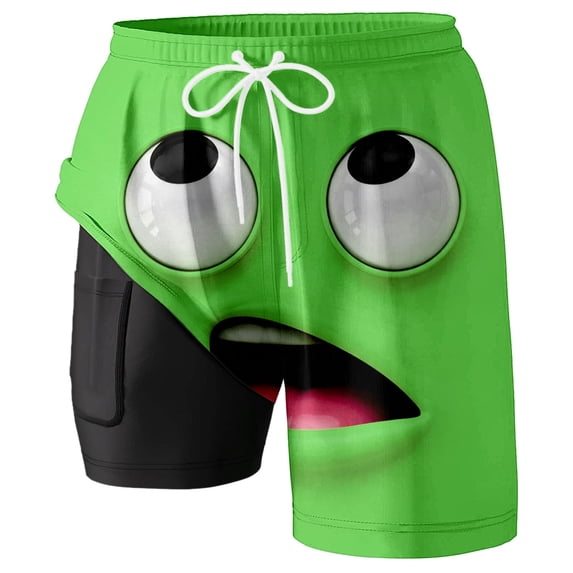 FUZHIQ Men's Swim Trunks 7 Inch Loose Fit Solid Color Quick-Dry 4th Of July Swim Trunks with Compression Liner Stretch Fabric Swimwear Bathing Suits,S