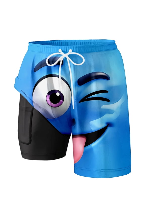 Men’s Swim Trunks with Compression Liner and Pockets Slim Fit Funny/novelty Print Quick-Dry Spring Break Swim Trunks with Soft Mesh Lining Upf 50+ Sun Protection Beach Wear,XXXXL