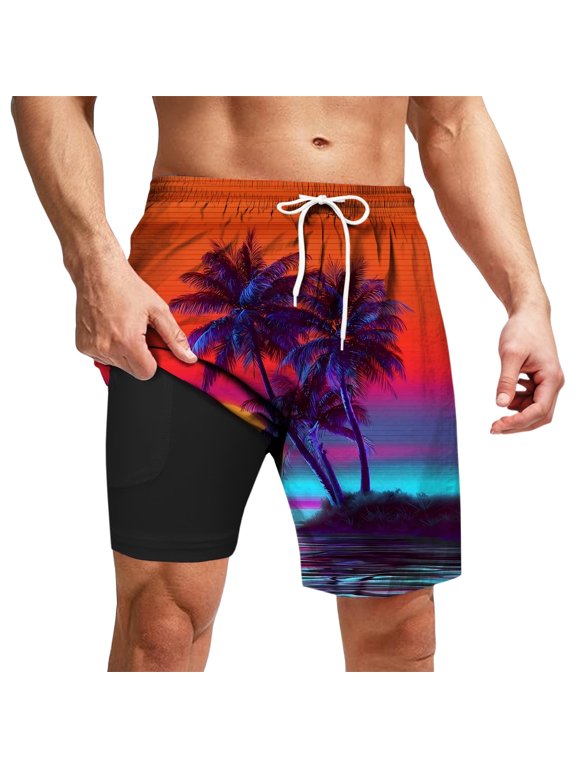 Men's Swim Trunks Long Breathable Funny/novelty Print Quick-Dry Spring Break Swim Trunks with Soft Mesh Lining Upf 50+ Sun Protection Swimwear Bathing Suits,XXXXXL