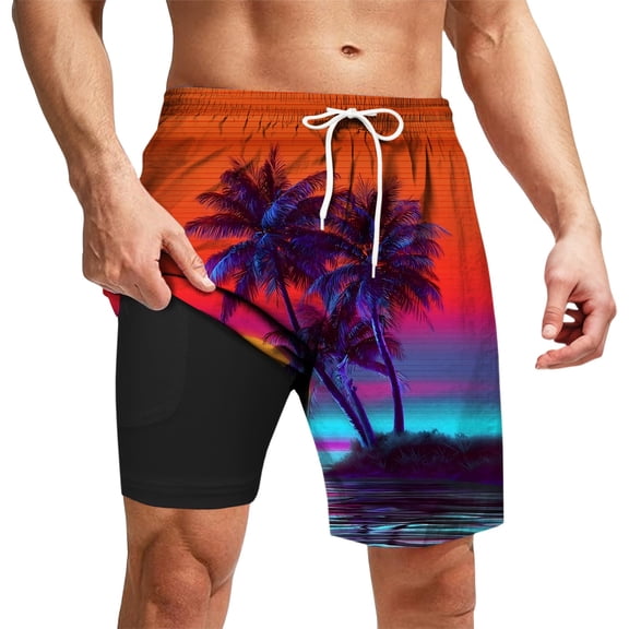 FUZHIQ Men's Swim Trunks Long Breathable Funny/novelty Print Quick-Dry Spring Break Swim Trunks with Soft Mesh Lining Upf 50+ Sun Protection Swimwear Bathing Suits,XXXXXL