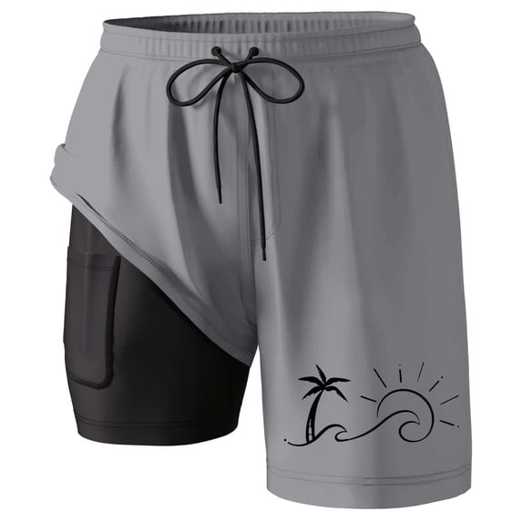 FUZHIQ Men's Swim Trunks Long Casual Solid Color Quick-Dry Spring Break Swim Trunks with Soft Mesh Lining Anti-Chafe Summer Swimwear,S
