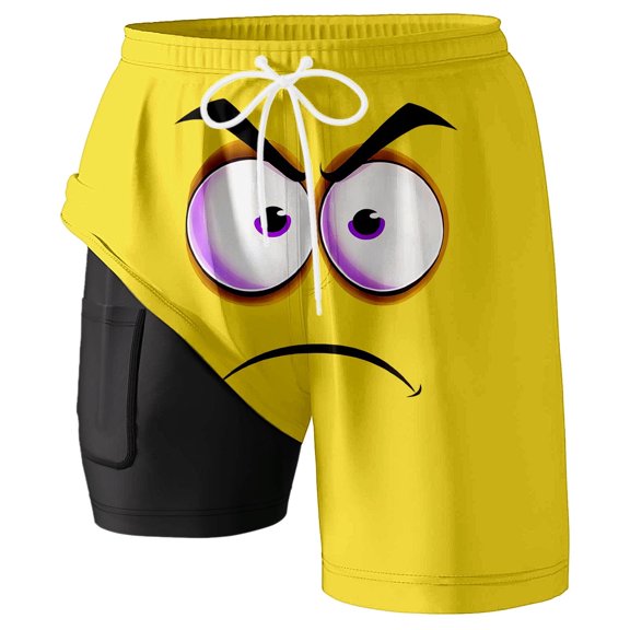 FUZHIQ Men's Swim Trunks Long Loose Fit Solid Color Quick-Dry Beach Swimming Shorts with Liner Anti-Chafe Fishing Shorts for Men,L