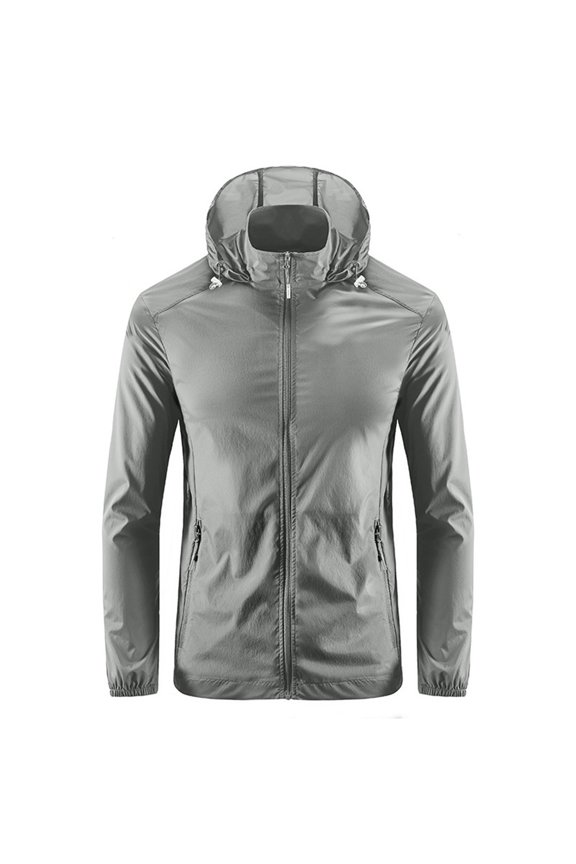 Men's UPF 50+ Sun Protection Slim Fit Jacket, Lightweight Quick Dry Water Resistant Hooded Coat, Breathable Outdoor Outwear for Cycling Fishing Running Camping,XXXXL