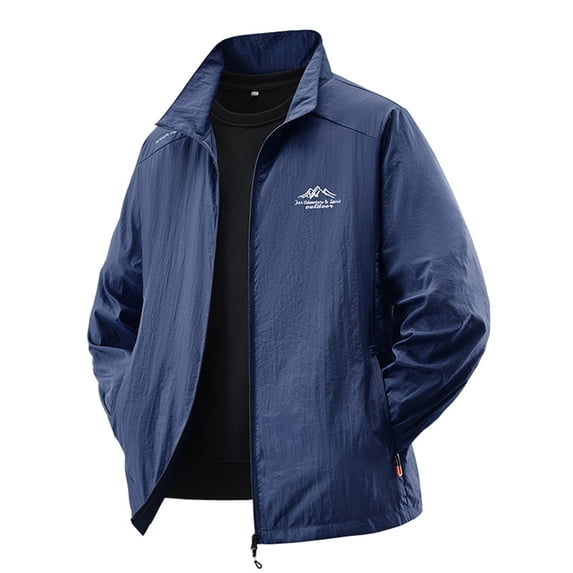 FUZHIQ Men's UPF 50+ Sun Protection Stand Collar Jacket, Regular Fit Breathable Lightweight Full Zip Coat, Business Casual Outwear for Commute Daily Wear Outdoor Hiking,XL