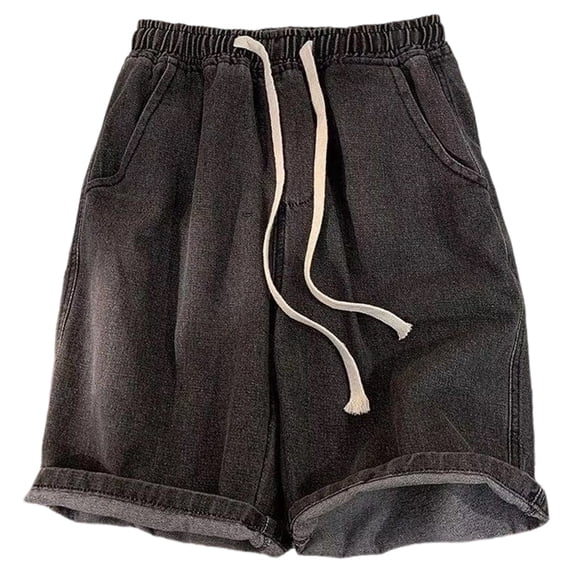 FUZHIQ Mens Baggy Jean Shorts Loose Fit Vintage Wide Leg Jorts Y2K Streetwear Hop Casual Denim Shorts,XXXL
