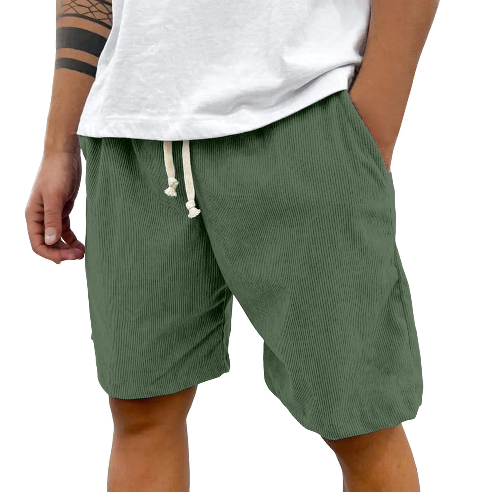 FUZHIQ Mens Shorts Casual 10 Inch Inseam Comfort Stretch Khaki