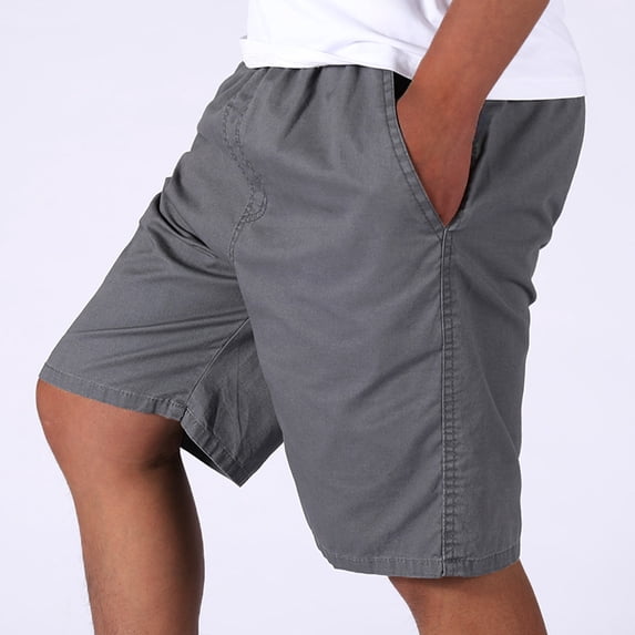 FUZHIQ Mens Shorts Casual 10 Inch Inseam Elastic Waist Cargo Shorts Breathable Summer Beach Shorts Solid Splice Pocket,XXXXXL