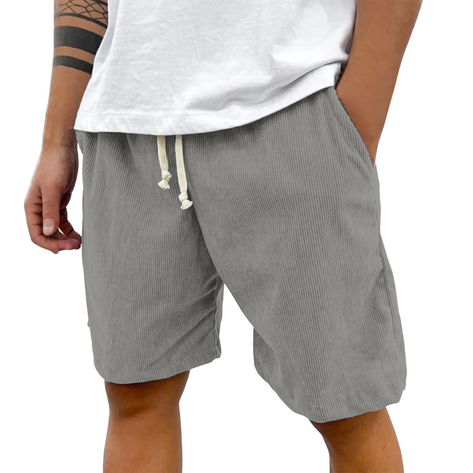FUZHIQ Men's Gym Shorts 9 Inch Inseam Comfort Stretch Black Shorts