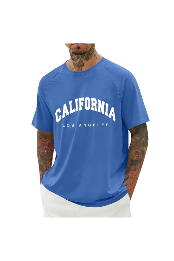 Mens T-Shirts Fashion Slim Fit Round Neck Going Out Tees Athletic Running Gym Workout Short Sleeve Tee Shirts for Men,M
