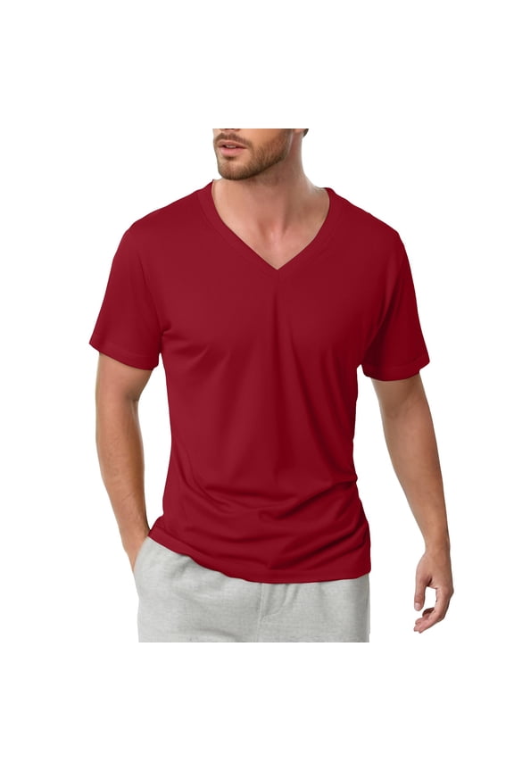 Mens T Shirts Soft Slim Fit Round Neck Holiday Tees Solid Color Shirt Casual Short Sleeve Summer Basic Tops,XXL
