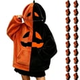 thumbnail image 1 of FUZHIQ Mens Womens Halloween Pumpkin Blanket Hoodie Oversized Sweatshirt with Face Mask Jack O Lantern for Cosplay Holiday Party, S-XXXL, 1 of 7