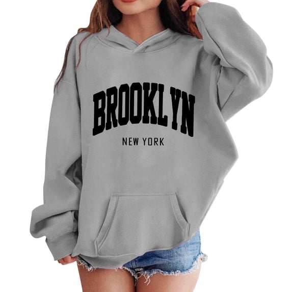 FUZHIQ Oversized Hoodies for Girls Retro City Letter Print Long Sleeve Trendy Casual Y2K Sweatshirt Tops,4-5 Years