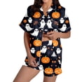 thumbnail image 1 of FUZHIQ Pajamas for Women Set Regular Fit Short Sleeve Tops and Shorts Elastic for Sleeping, Lounging, Halloween Party, 1 of 4