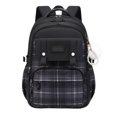 thumbnail image 1 of FUZHIQ Plaid School Backpack for 3rd 4th 5th 6th Grade Lightweight Casual Multi Pockets Breathable Padded Straps Back to School Bookbag, Black, 1 of 4