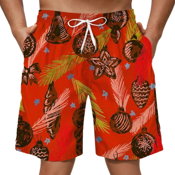 FUZHIQ Plus Size Beach Shorts Men 4x Casual Retro Floral Swim Trunks Quick Dry 4th Of July Swim Trunks with Pockets Stretch Fabric Fishing Shorts for Men,L