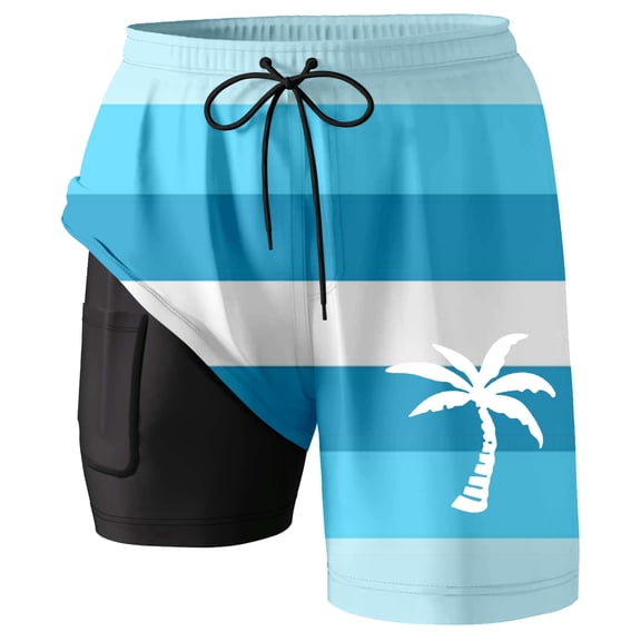 FUZHIQ Plus Size Shorts Men Fashion Floral Swim Trunks Quick-Dry Pool Swimming Trunks with Compression Liner Stretch Fabric Beach Wear,XL