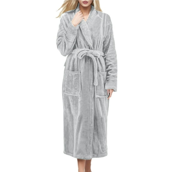 FUZHIQ Plush Robes for Women Robe Long Fuzzy Fluffy Hooded Bathrobes Soft Bathrobe Plus Size Warm Winter with Pockets