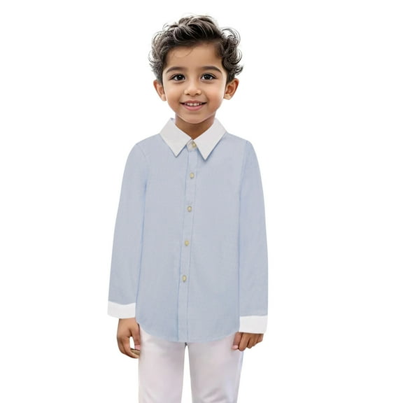 FUZHIQ Polo Button Down Shirts For Boys Boys Girls Long Sleeve Striped Button Down Casual Long Sleeves Dress Shirts ,3-4 Years