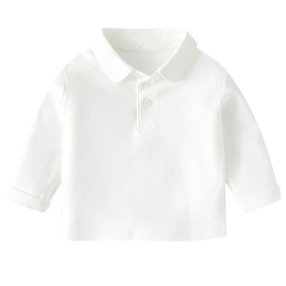 FUZHIQ Polo Button Down Shirts For Boys Kids Infant Child Toddler Baby Boys Girls Solid Long Sleeve T Shirt Blouse Tops Outfits Clothes ,18-24 Months
