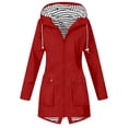 thumbnail image 1 of FUZHIQ Rain Jacket for Women Lightweight Hooded Girls Jacket with Pockets Striped Design for Outdoor Adventures Comfortable Wind breaker Jacket, 1 of 4