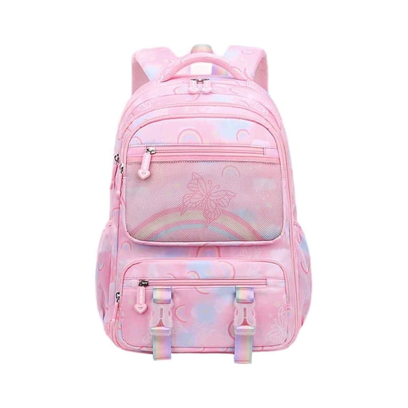 FUZHIQ Rainbow Butterfly Print School Backpack for Ages 3rd 4th 5th 6th Grade Gradient Design Bookbag Elementary Middle School