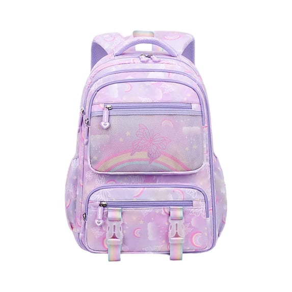 FUZHIQ Rainbow Butterfly Print School Backpack for Ages 3rd 4th 5th 6th Grade Gradient Design Bookbag Elementary Middle School