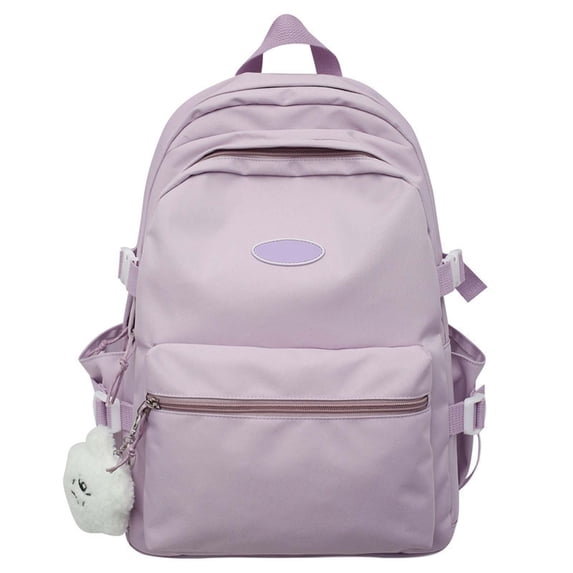 FUZHIQ School Backpack for 3rd 4th 5th 6th 7th Grade, Multi Compartment Bookbag with Plush Star Pendant & Buckle Straps, Water Resistant Lightweight Elementary Middle School Bag, Purple