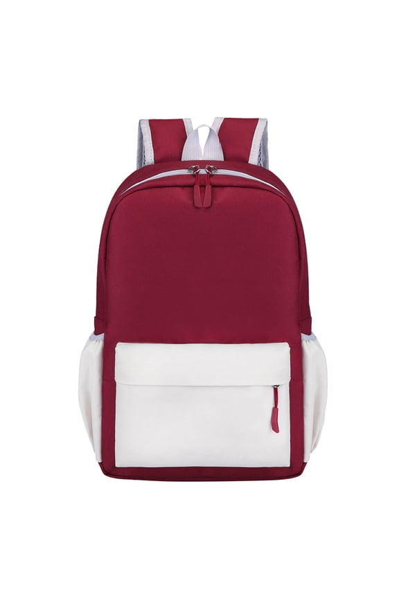 School Backpack Front Pocket Side Storage Pockets Soft Padded Straps Lightweight Bookbag for Ages 8-14 Elementary Middle School, Wine