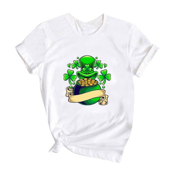 FUZHIQ Shamrock T-Shirts for Kid Funny Shamrock Short Spring Summer Tee Shirt Spring Round Neck Funny Cute Casual Party Girls Shirts Size 8(D,13-14 Years)