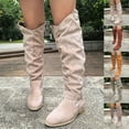 thumbnail image 1 of FUZHIQ Slouchy Wide Calf Knee High Elegant Boots for Women Fashion Suede Buckle Low Heel Casual Round Toe Side Zipper Winter Fall Tall Boots, 1 of 8