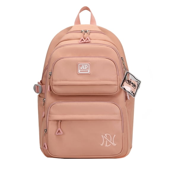FUZHIQ Solid Color School Backpack with Multi Compartment Design, Durable Daily Bookbag for Ages 12-17, Padded Straps Back to School Daypack, Pink