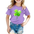 thumbnail image 1 of FUZHIQ St. Patrick's Day Shirts for Girl Boys Shamrock Short Summer Shirt Tops Spring Round Neck Festival Casual Outdoor Girls T-Shirts 8-10(Purple,2-3 Years), 1 of 4