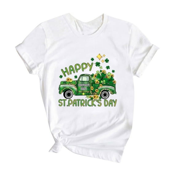 FUZHIQ St. Patrick's Day Shirts for Girl Boys Shamrock Graphic Short Sleeve Spring Summer Shirt Top Crew Neck Festival Casual Outdoor Girls Shirts Size 14(F,13-14 Years)