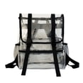 thumbnail image 1 of FUZHIQ Stadium Approved Clear Transparent Flap School Backpack for Ages 6-12 Double Buckle Adjustable Straps Mesh Side Pockets Security Friendly Student Bookbag, Black, 1 of 9