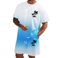 thumbnail image 1 of FUZHIQ Summer Beach Vacation Men's Gradient 2 Piece T-Shirt Shorts Set Tree Print Casual Loose Fit Crewneck Short Sleeve Daily Travel Outdoor Hawaiian Outfit,S, 1 of 5