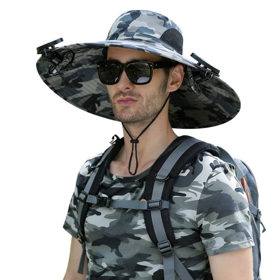 FUZHIQ Super Wide Brim Solar Fan Hat for Men UV Protection Cooling Sun Hat for Hiking Camping Backpacking Outdoor,One Size