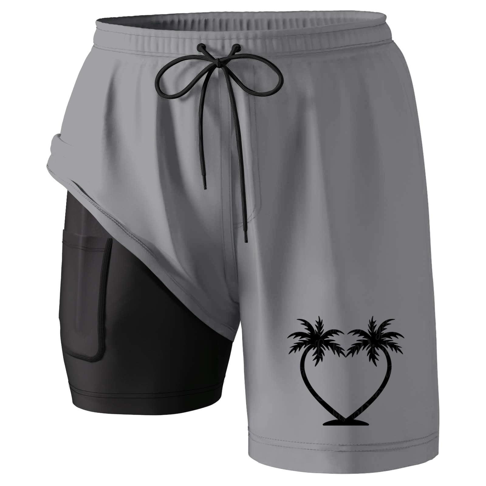 FUZHIQ Swim Shorts Men Compression Lining Loose Fit Solid Color Quick-Dry 4th Of July Swim Trunks with Compression Liner Stretch Fabric Beach Wear,XXXXXL