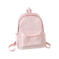 thumbnail image 1 of FUZHIQ Textured Solid Color School Backpack for 3rd 4th 5th 6th Grade, Lightweight Crinkled Fabric Bookbag with Front Pocket, Casual Elementary Middle School Bag, Pink, 1 of 9