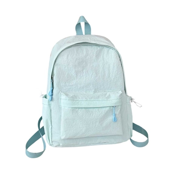 FUZHIQ Textured Solid Color School Backpack for 3rd 4th 5th 6th Grade, Lightweight Crinkled Fabric Bookbag with Front Pocket, Casual Elementary Middle School Bag, Blue