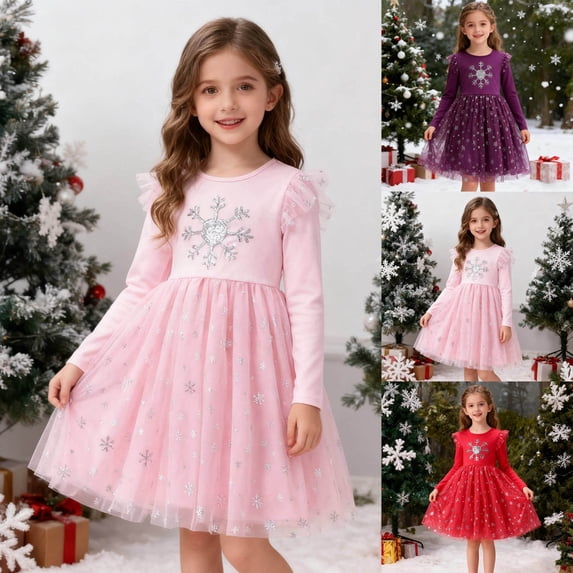 FUZHIQ Toddler Girl Dresses Cute Tutu Dress Fluffy Tulle Fall Winter Pink Dresses Autumn Spring Dress,Hot Pink,4-5 Years