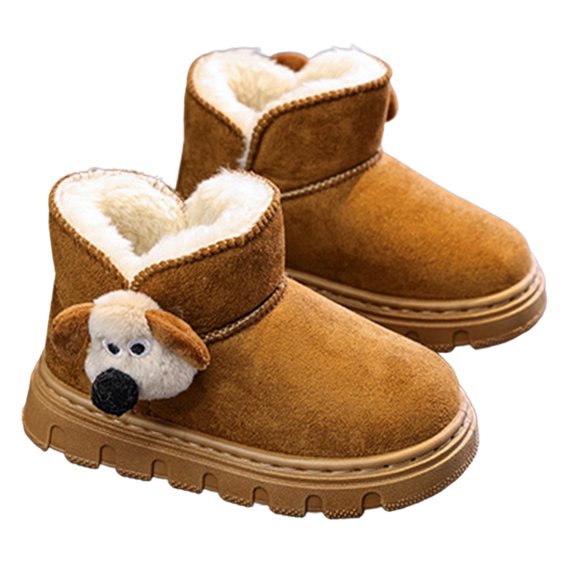 FUZHIQ Toddler Girl Winter Boots,Winter Warm Boots for Girls Cozy Faux Lined Ankle Booties With Cute Puppy Doll Design Sole Outdoor Play Footwear,4.5-5 Years