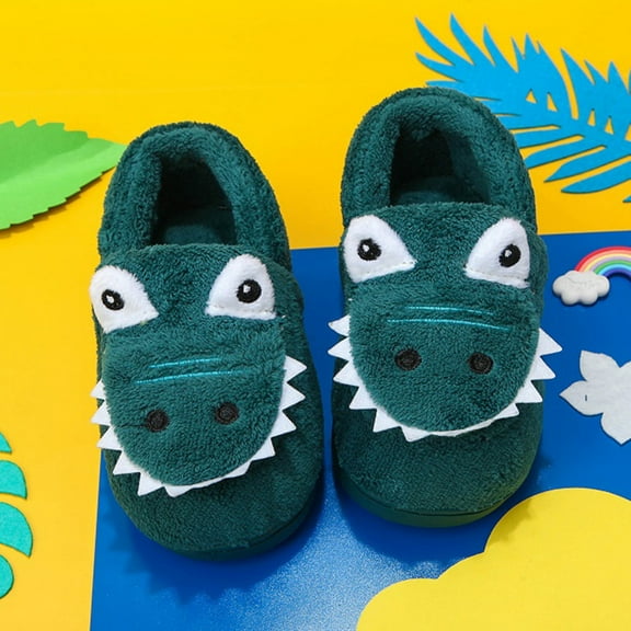 FUZHIQ Toddler House Slippers Size 8 Cartoon Animal Soft Sole Toddler Shoes Warm Non- First for Home Indoor Winter Bedroom Non Baby Girls Boys
